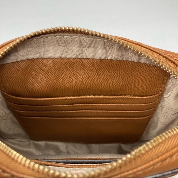 Michael Kors Acorn Tan Camel & Gold Crossgrain Saffiano Leather Mini Crossbody - Picture 12 of 16